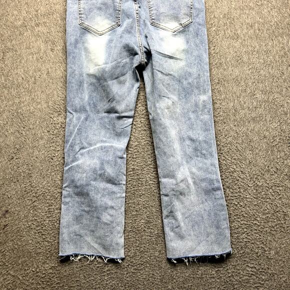 Dazy-Less Women’s Straight Leg Jeans M Light Wash Raw Hem Stretch Denim Pants - Picture 9 of 16